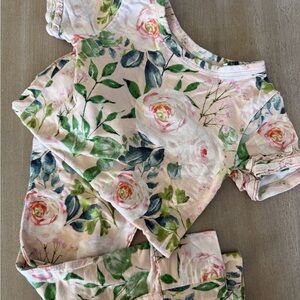 Posh Peanut Pink and Green Floral Pajama Set
